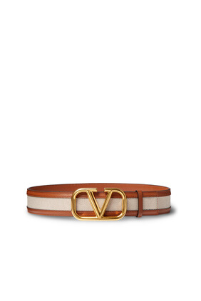 Valentino Garavani Vlogo Leather & Canvas Belt